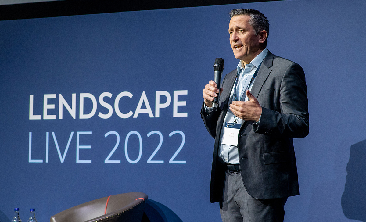 Kevin Day on stage at Lendscape Live 2022 - Lendscape, CEO